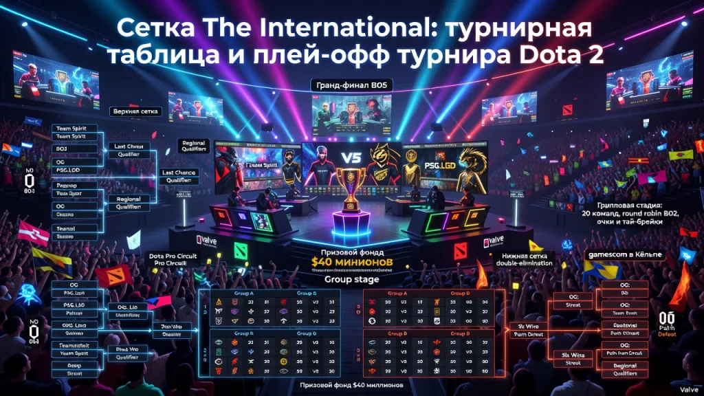 Сетка The International: турнирная таблица и плей-офф турнира Dota 2